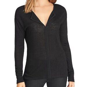NWT Sanctuary Elina Long-Sleeve Split-Neck Tee Black 3X